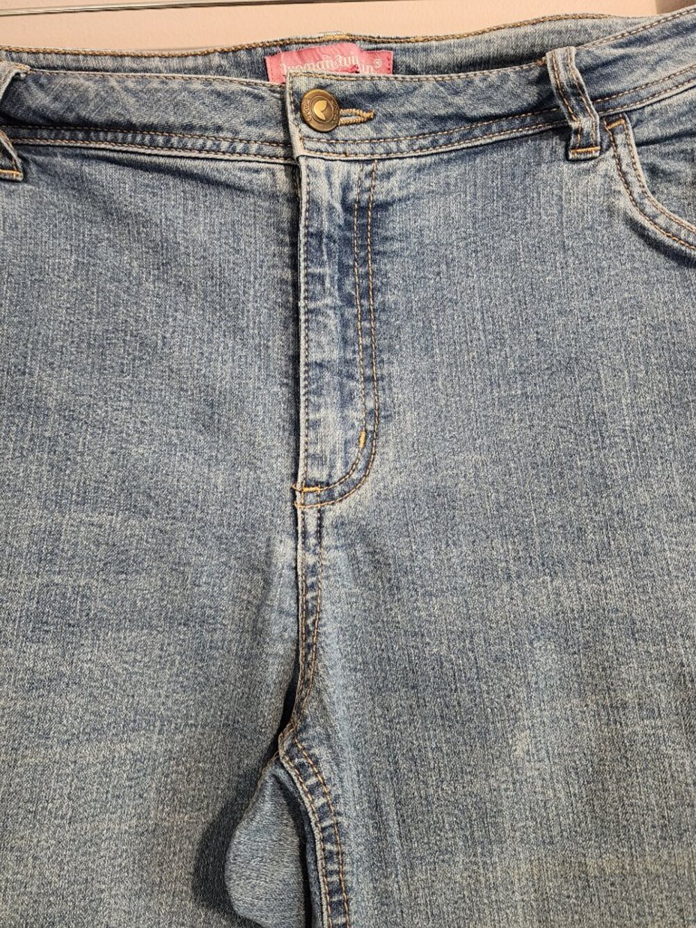 2/$30 Woman Within Light Wash Blue Bermuda Jean Shorts Size 14W - Picture 5 of 12